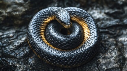 Fototapeta premium A snake in a yin-yang formation, symbolizing balance and wisdom for those born under the Zodiac.