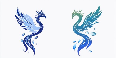 Naklejka premium Blue and Green Birds