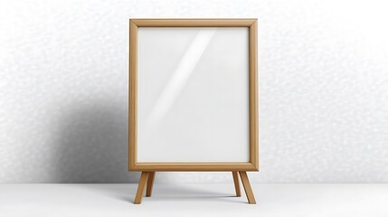 A simple wooden frame stands on a white background, ready to showcase a poster or photo.