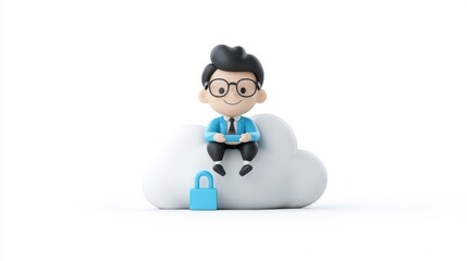 Fototapeta premium Secure Cloud Computing Man