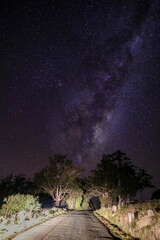 Fototapeta premium Milky Way over a rural road at night