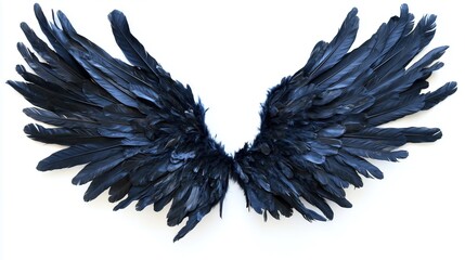 Obraz premium spread black dark wings angel demon feather on white background
