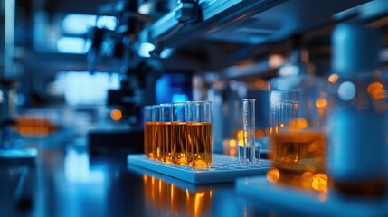 Modern Laboratory with Test Tubes and Advanced Equipment in a Scientific Research Facility
