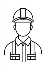 Detailed line icon of an engineer, representing modern technological skills and creativity.