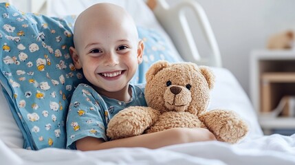 a child with oncology being treated in a hospital, helping children