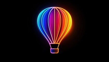 Obraz premium Vibrant leisure flight depicted in a hot air balloon glyph icon.