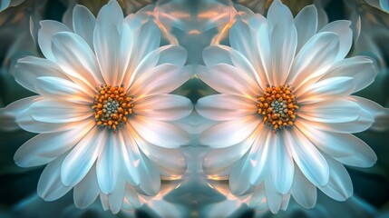 Obraz premium A perfectly symmetrical flower in full bloom, representing beauty and balance,