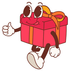 Cute Retro Shopping Gift Box Character Illustration