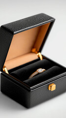 Elegant luxurious jewelry box with exquisite black velvet interior perfect for storing precious rings and accessories