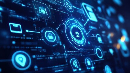 Obraz premium A digital interface with floating icons representing various online customer support