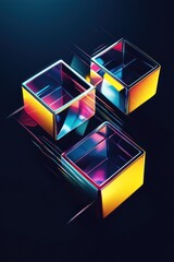 Modern 3D box icons, featuring sharp designs and vibrant details for contemporary aesthetics.