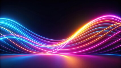Abstract neon wallpaper with glowing dynamic lines on black background, neon, abstract, wallpaper, glowing, dynamic