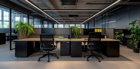 Modern Sleek Office Interior with Minimalist Design and Contemporary Furnishings for a Productive Workspace