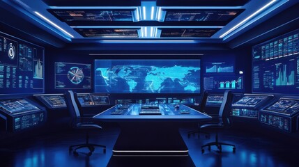 Obraz premium A high-tech command center where business decisions are driven by predictive analytics