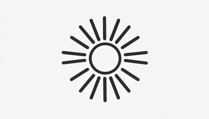 Fototapeta premium Solar energy and natural light depicted in a radiant sun line icon.