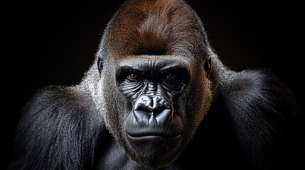 Obraz premium Studio Portrait of a Gorilla with Black Background