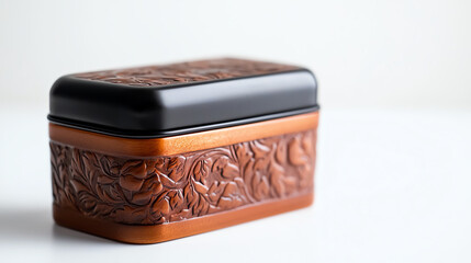 Elegant small decorative tin with embossed pattern a perfect blend of style and functionality for storage and decor