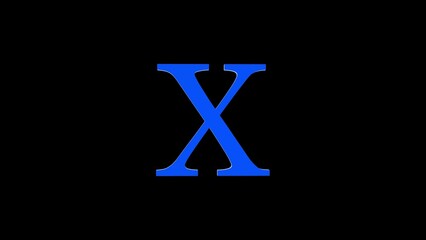 3d X letter logo loopable rotated blue color black background