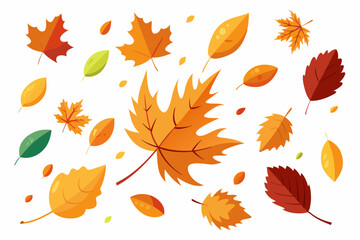 Autumn Leaves Falling Isolated on White Background – Perfect for Seasonal Design. Autumn leaves falling isolated 