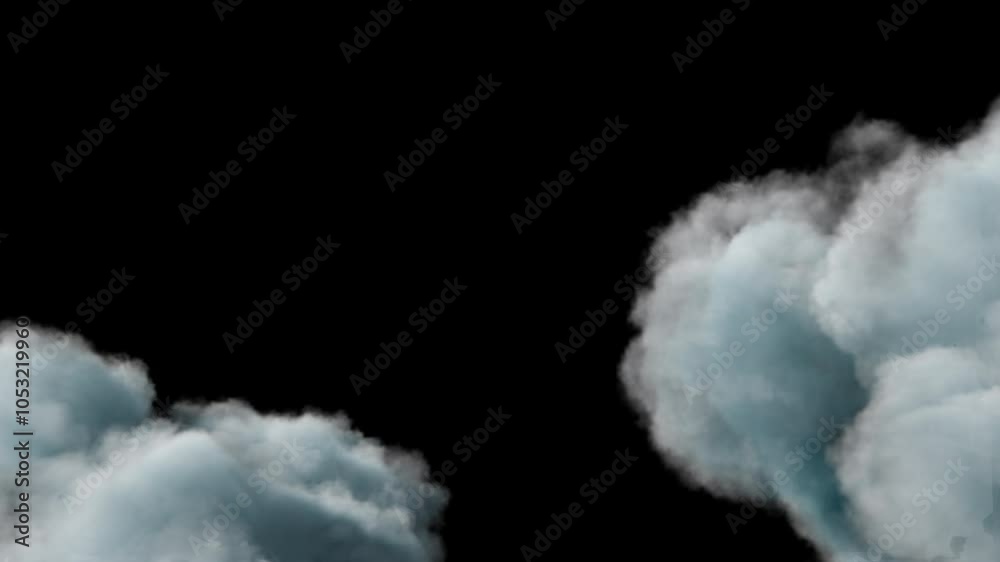 Wall mural cloud soft fly over sky with alpha channel. 3d rendering. flying over sky passing clouds on alpha ch