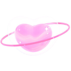 Cute 3d glossy pink heart illustration