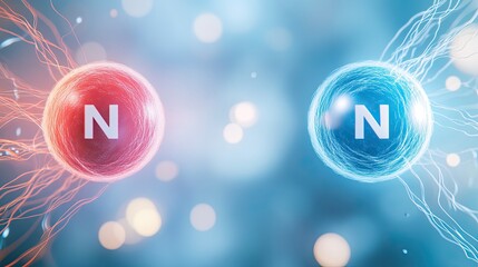 Close-up of Two Magnets with North Poles Facing Each Other, Illustrating Intense Magnetic Repulsion and Field Lines. 