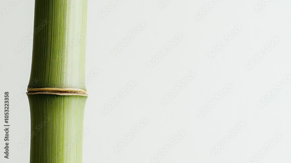 Poster Close-up of a Green Bamboo Stem with a Visible Node
