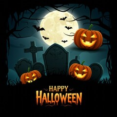Fototapeta premium Happy Halloween Poster Spooky Halloween Design with Text.