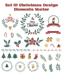 Set of Christmas design elements vector.