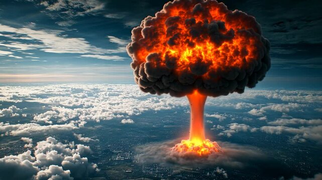 Nuclear Explosion Above Clouds, mushroom cloud, atomic bomb, war, destruction, apocalypse