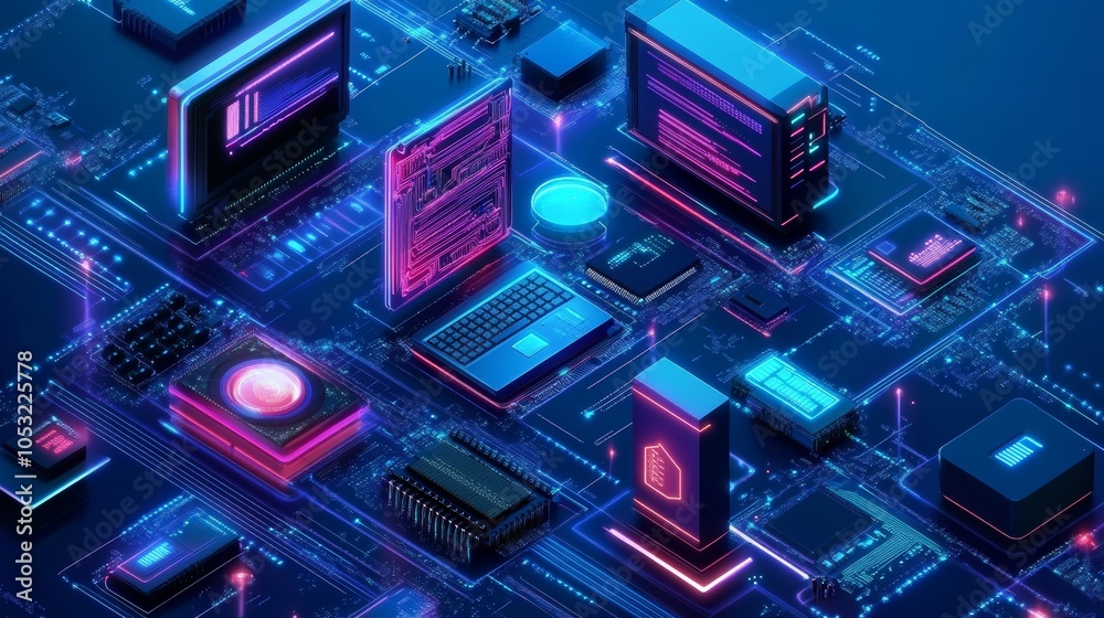 Wall mural concept of information technologies and computer engineering.