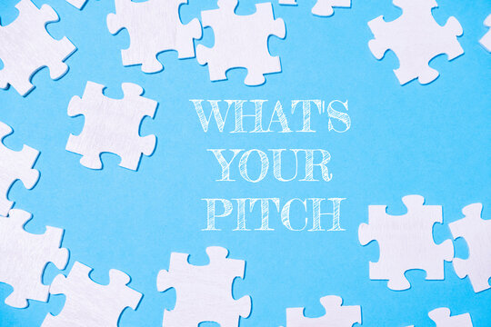 Jigsaw puzzle with the words Whats your pitch written on it