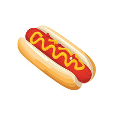 Hot dog icon, simple flat design illustration with an isometric perspective