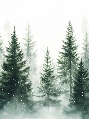 Obraz premium mysty pine forest background 