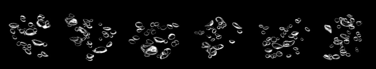 Collection of small water drops underwater, texture, white bubbles, liquid, abstract, isolated,...
