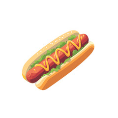 Hot dog icon, simple flat design illustration with an isometric perspective