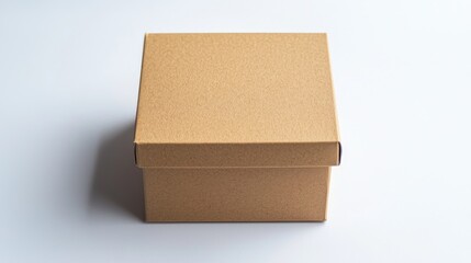 Fototapeta premium Simple Brown Cardboard Box on White Background