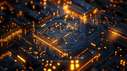 Obraz premium 3D rendering computer processors CPU circuit board background, generative ai