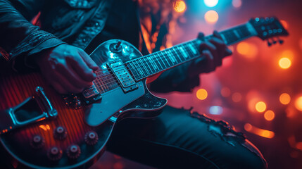 Obraz premium Guitarist plays the electric guitar