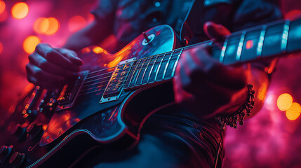 Obraz premium Guitarist plays the electric guitar