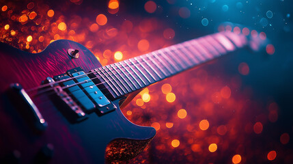 Obraz premium Electric guitar on a old wooden. Macro abstract. guitar volume.