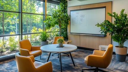 Fototapeta premium Cozy and creative meeting room with natural light