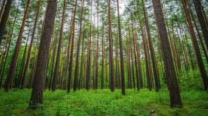 Fototapeta premium Green trees in the forest isolated on white background