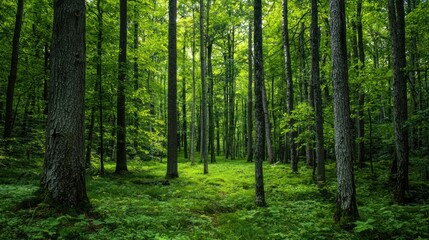 Obraz premium Green trees in the forest isolated on white background