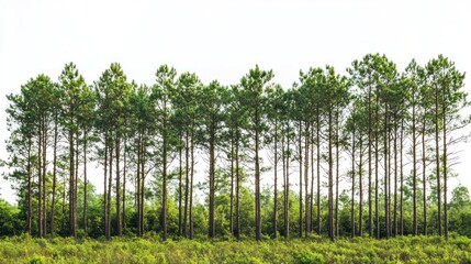 Fototapeta premium Green trees in the forest isolated on white background