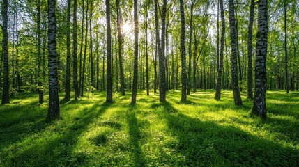 Fototapeta premium Green trees in the forest isolated on white background