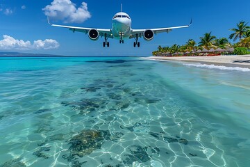 Naklejka premium Airplane Journey to Exotic Destinations – Captivating Travel Scenes and Dreamy Adventures 