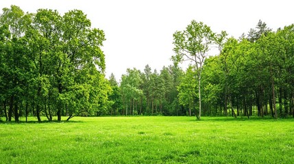 Fototapeta premium Green trees in the forest isolated on white background