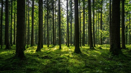 Green trees in the forest isolated on white background