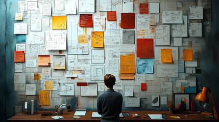 Whiteboard filled with notes summarizing key takeaways from a productive month. a whiteboard densely filled with handwritten notes, sketches, and charts, summarizing the key takeaways. 